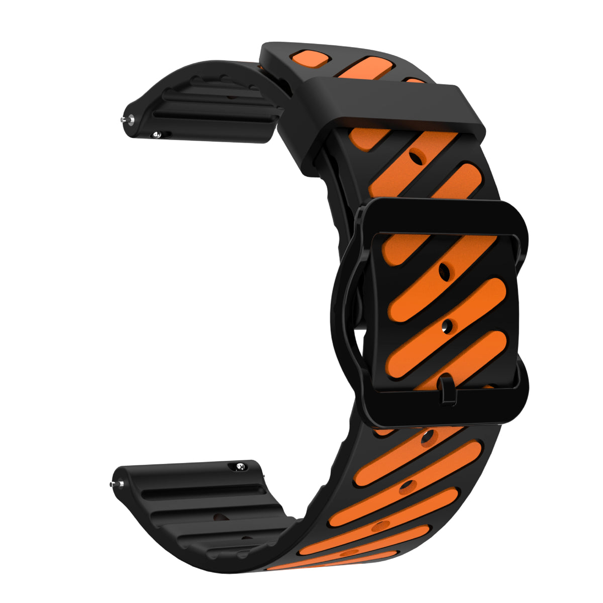 Black / Orange Garmin 22mm Quick Release Two-Tone Silicone Band