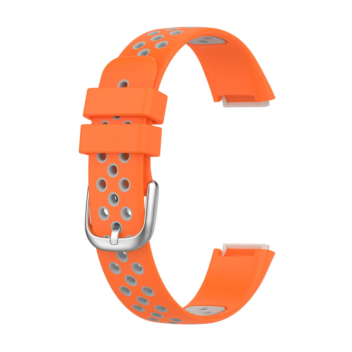 Fitbit Luxe Bands - Solid Silicone, Perforated & Metal - Perforated Silicone - Orange / Gray