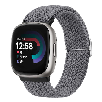 Blue Gray Fitbit Versa 4, Versa 3, Sense 2 and Sense Stretch Braided Loop Band
