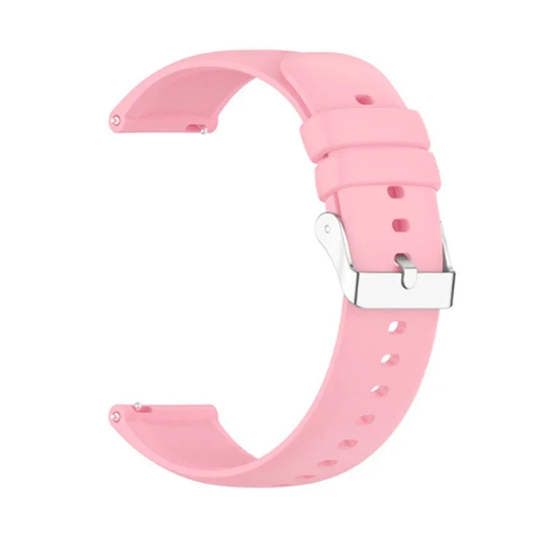 OnePlus Smartwatch Bands Silicone Watch Strap Replacement Bracelet in pink with metal buckle for comfortable wear.