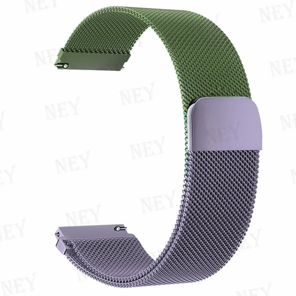 OnePlus Smartwatch Milanese Loop Band Magnetic Metal Bracelet Strap in green color with magnetic clasp.