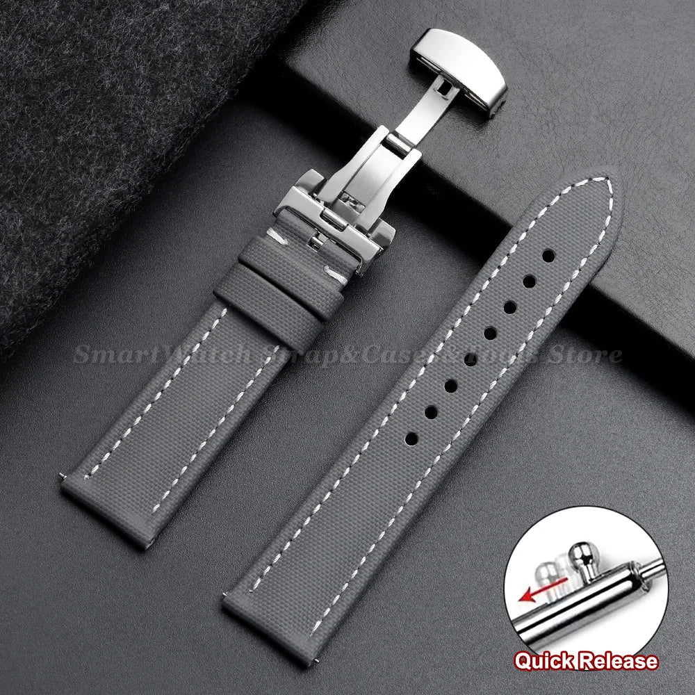 Garmin Sailcloth Band in Gray, White Stitching