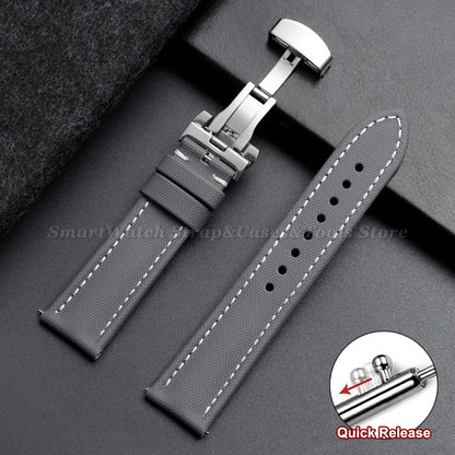 Garmin Sailcloth Band in Gray, White Stitching