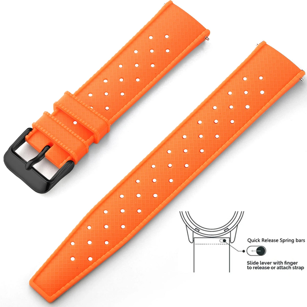 Tropic Silicone Band for Motorola Moto — Orange / Black Buckle