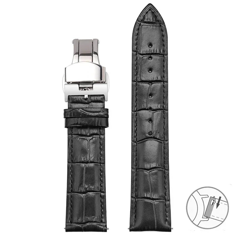 Garmin Croc-Embossed Leather Band in Black with Butterfly Clasp