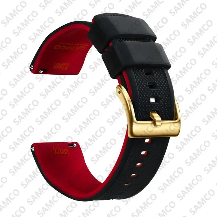 Amazfit Textured Silicone Band with Buckle Choices — Black / Red / Gold Buckle