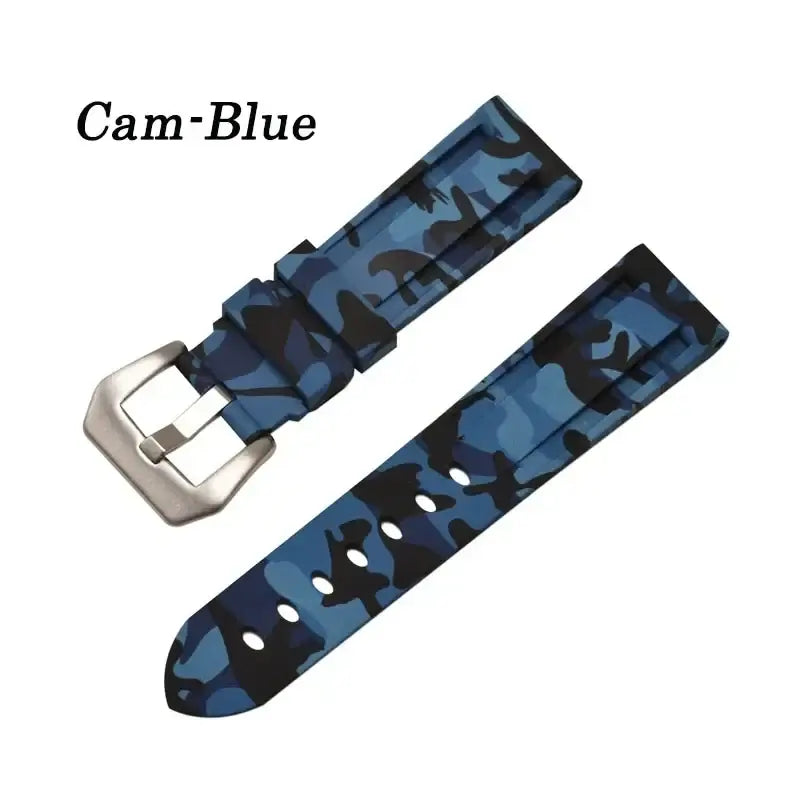 Samsung Galaxy Watch Camo Silicone Band in Blue Camo / Silver Buckle