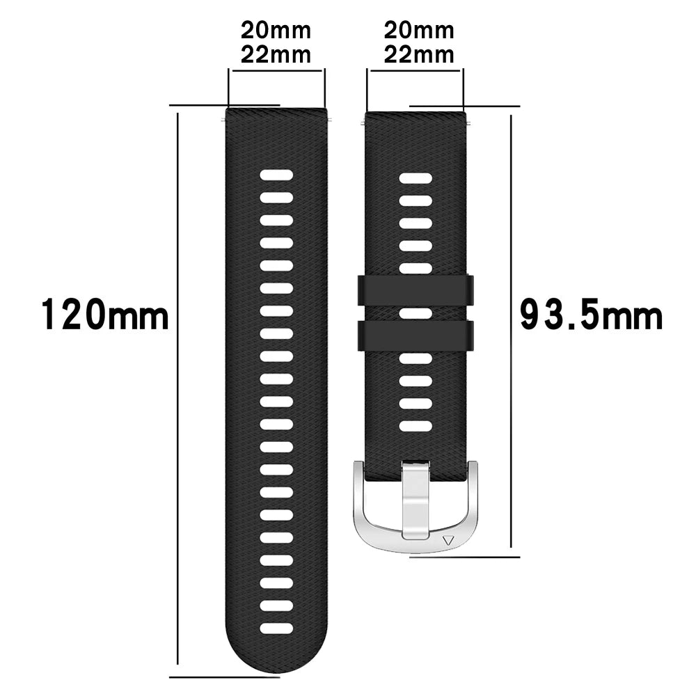 Motorola Moto Textured Silicone Sport Band in Solid and Two-Tone Colors — Strap dimensions diagram