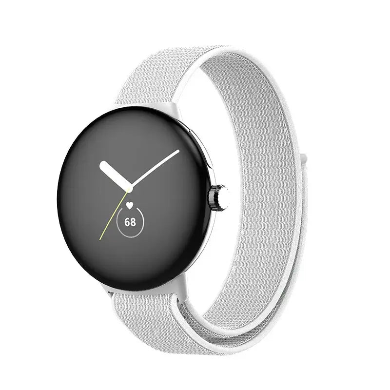 Fabric Google Pixel Watch Loop - Hook-and-Loop Strap in White