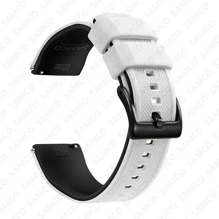 Amazfit Textured Silicone Band with Buckle Choices — White / Black / Black Buckle