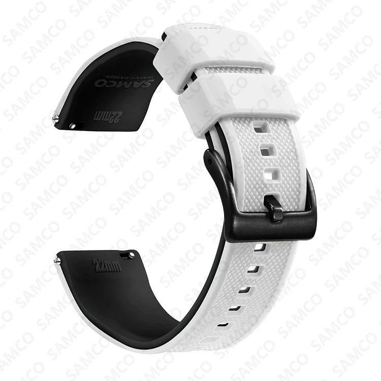Motorola Moto Textured Silicone Band with Buckle Choices — White / Black / Black Buckle