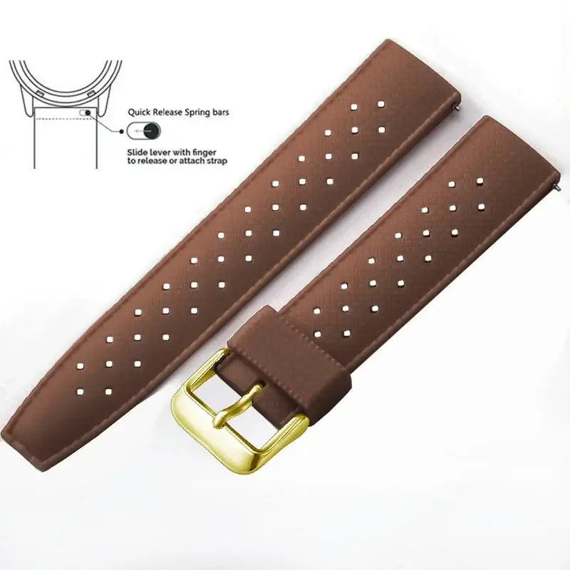 Tropic Silicone Band for Amazfit – Brown / Gold Buckle (Option 3)