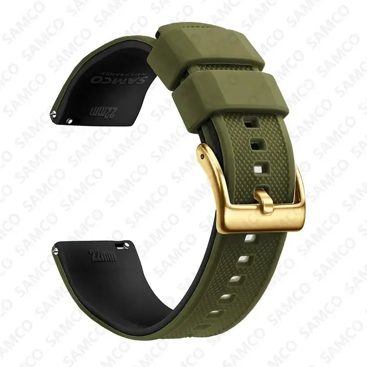 Amazfit Textured Silicone Band with Buckle Choices — Olive / Black / Gold Buckle