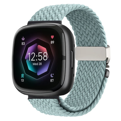 Pale Blue Fitbit Versa 4, Versa 3, Sense 2 and Sense Braided Band, Parachute Clip
