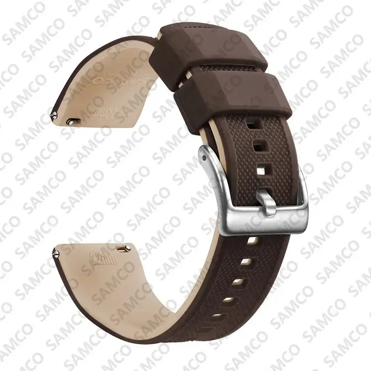 Amazfit Textured Silicone Band with Buckle Choices — Coffee / Beige / Silver Buckle