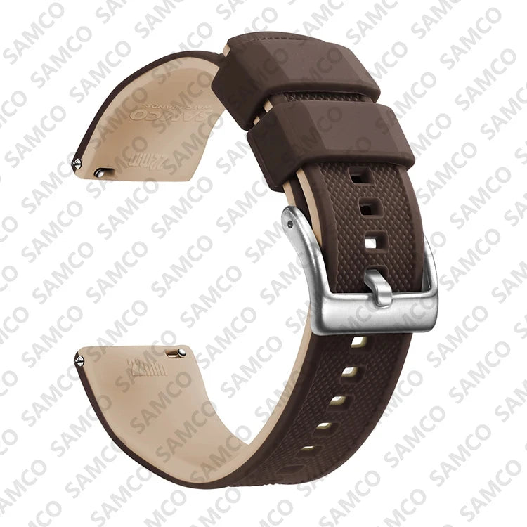 Motorola Moto Textured Silicone Band with Buckle Choices — Coffee / Beige / Silver Buckle