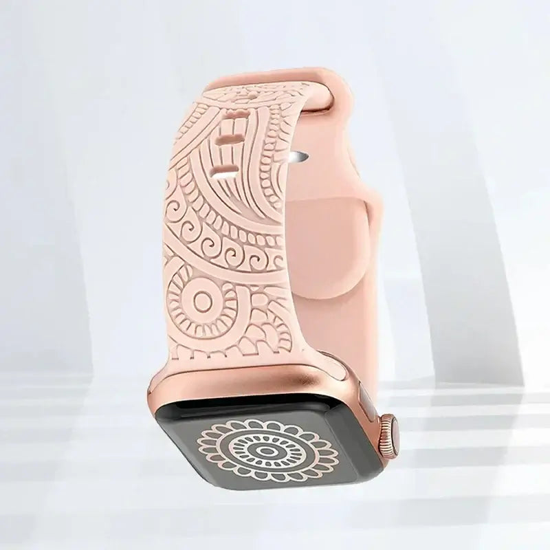 Soft Pink Ornamental silicone Apple Watch band