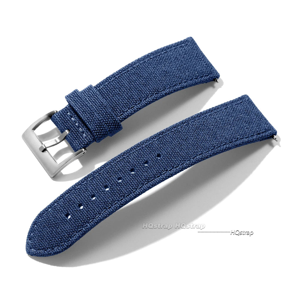 OnePlus Watch Band Nylon Quick Release Strap Waterproof Fabric Wristband Men Women in blue fabric design.