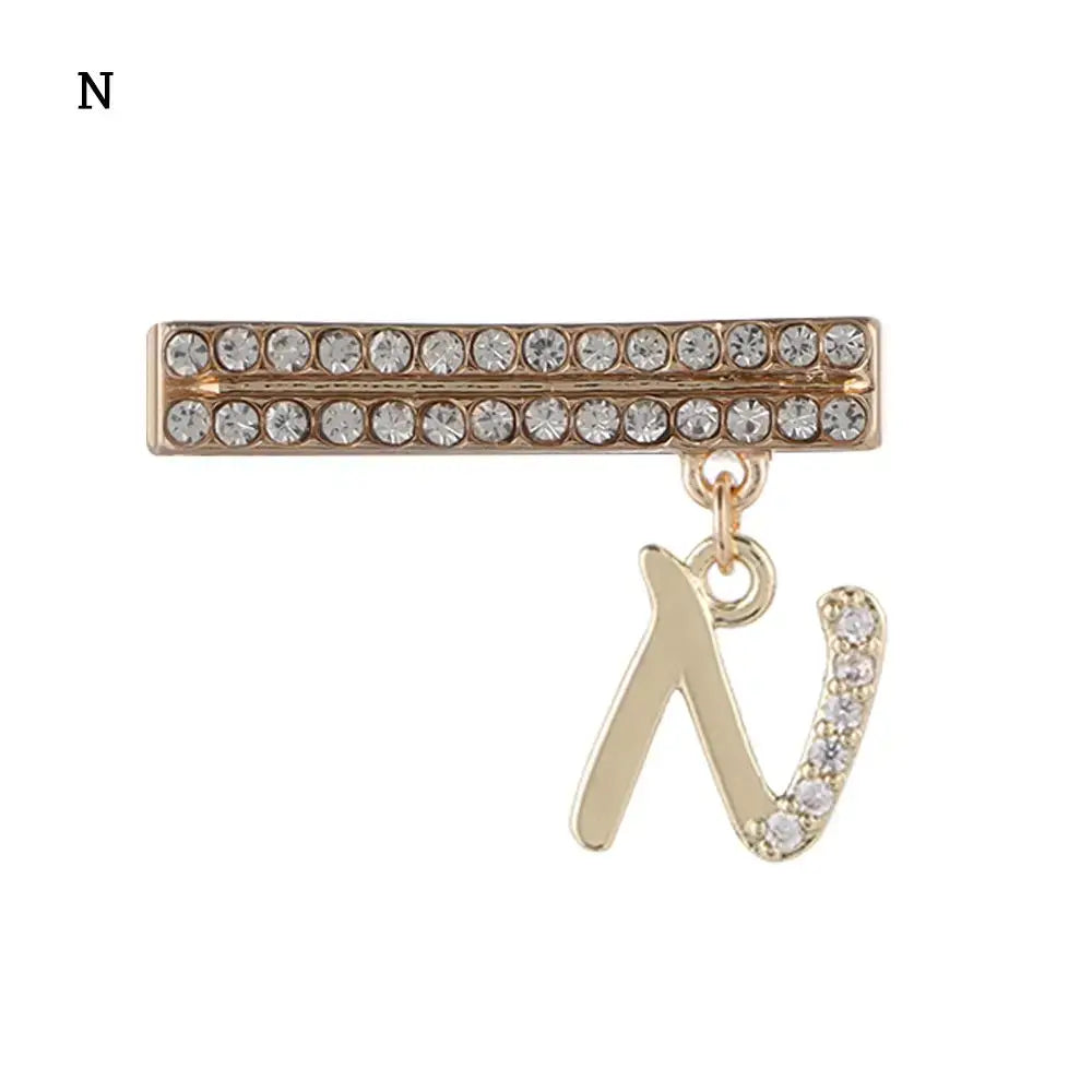 Decorative letter charm 'N' for Apple Watch, featuring sparkling rhinestones and a stylish gold finish.