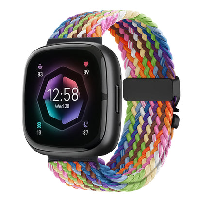 Rainbow Fitbit Versa 4, Versa 3, Sense 2 and Sense Braided Band, Parachute Clip