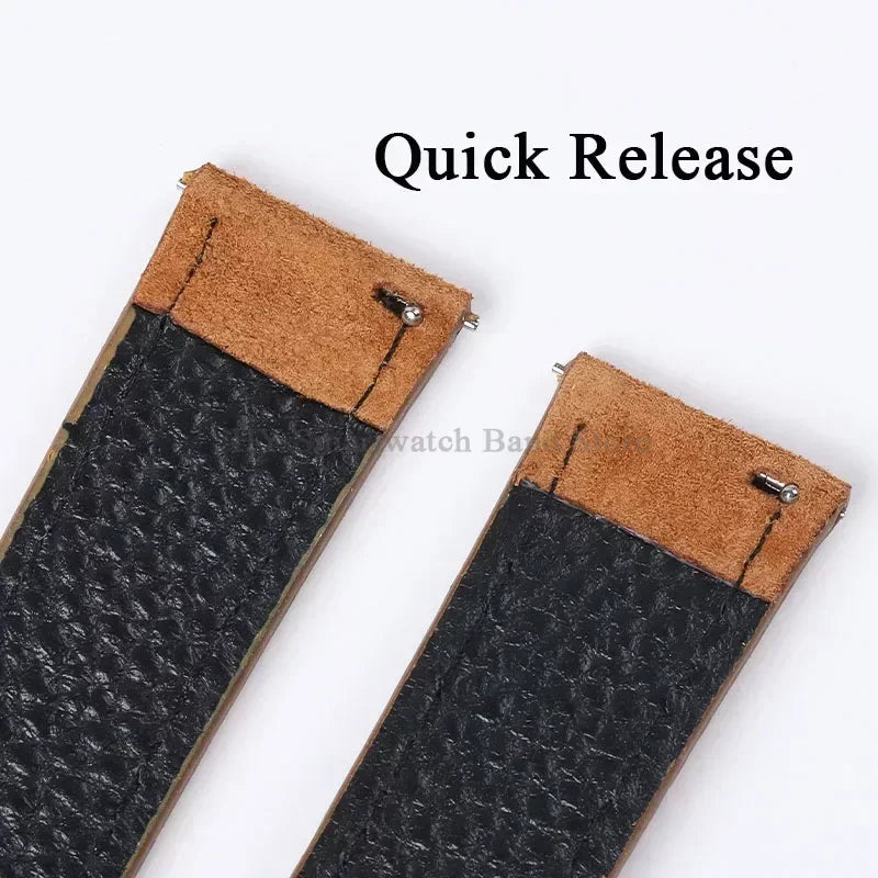 Polar Suede Leather Band with Buckle Options — Quick-release spring bars and underside