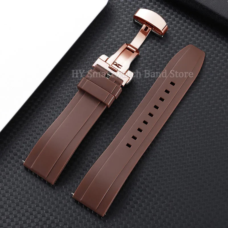 Garmin Silicone Butterfly Clasp Band in Brown with Rose Gold Clasp