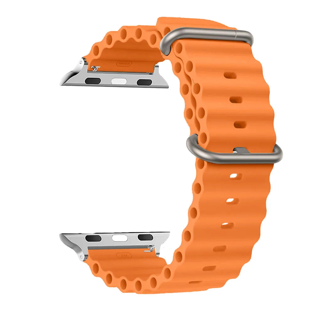 Ribbed Silicone Apple Watch Band - Solid & Two-Tone in Orange