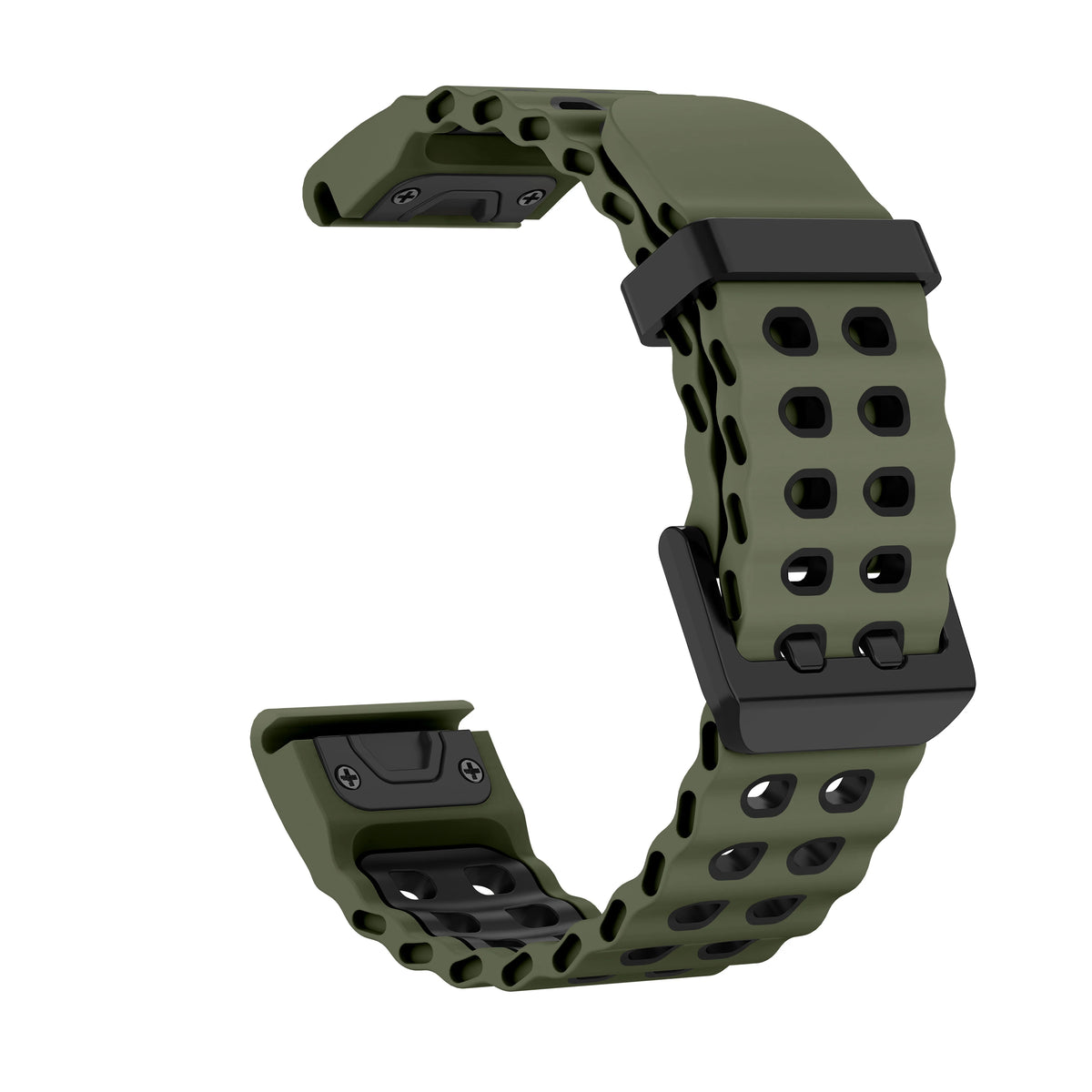 Army Green / Black Garmin QuickFit 22/26mm Two-Tone Silicone Running Band