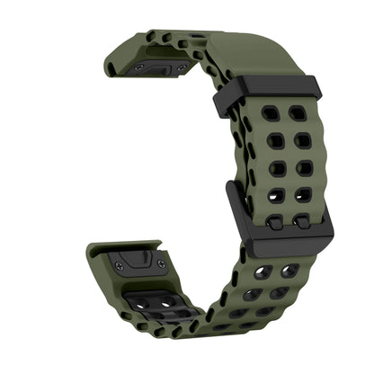 Army Green / Black Garmin QuickFit 22/26mm Two-Tone Silicone Running Band