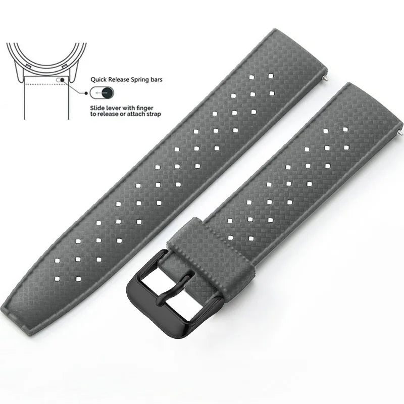 Tropic Silicone Band for Motorola Moto — Gray / Black Buckle (Option 4)