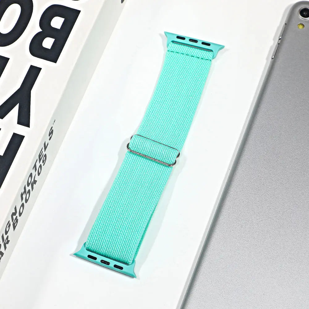 Stretch Nylon Apple Watch Loop - Solid & Patterned in Mint Green