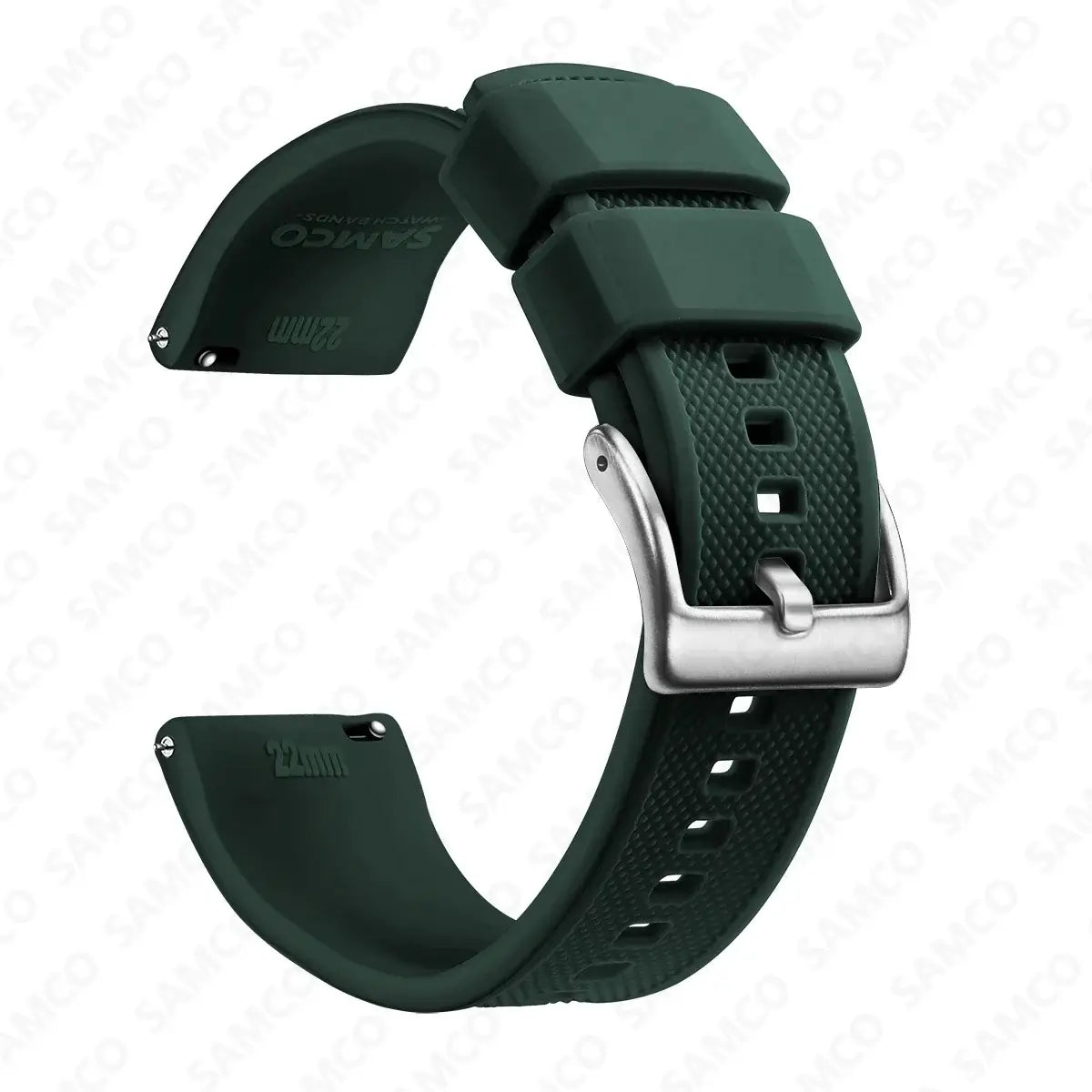 Amazfit Textured Silicone Band with Buckle Choices — Forest Green / Silver Buckle