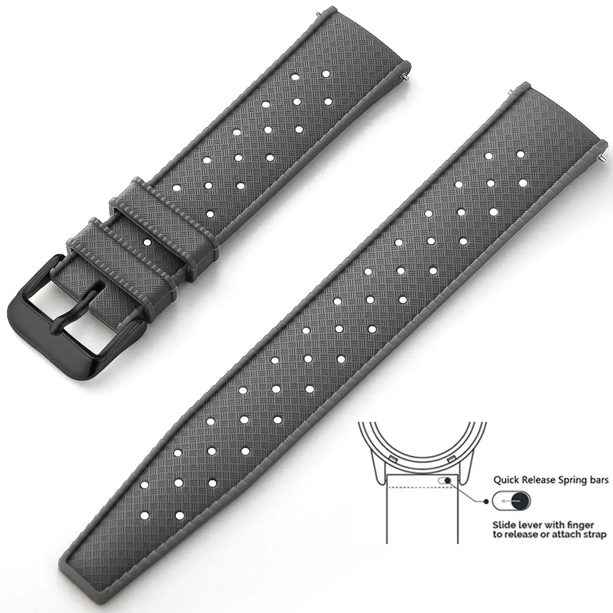 Tropic Silicone Band for Amazfit – Gray / Black Buckle