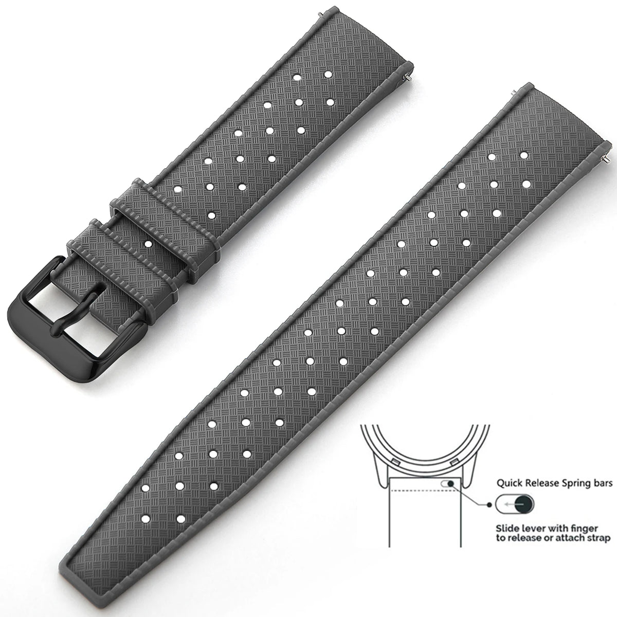 Tropic Silicone Band for Motorola Moto — Gray / Black Buckle