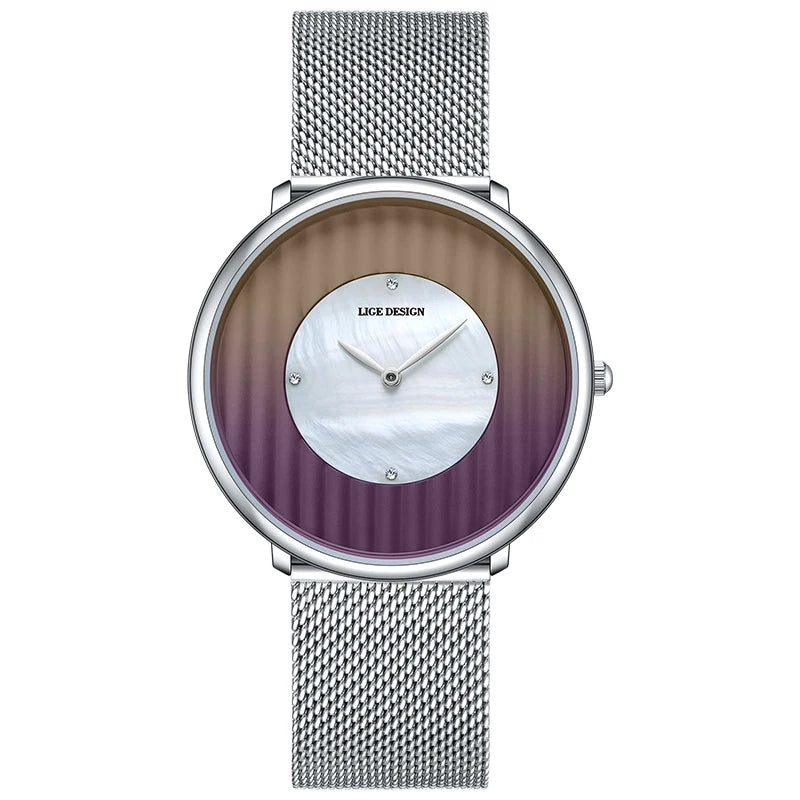 Women's Gradient Dial Mesh Quartz Watch — Brown / Purple — BandsCo Straps