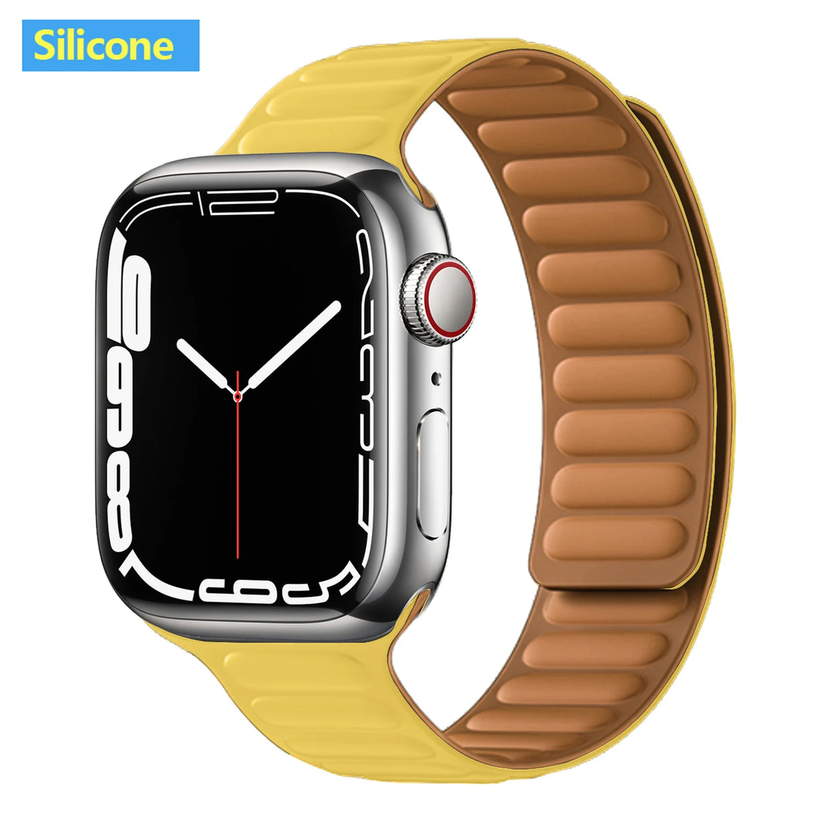 Magnetic Apple Watch Link Band - Leather & Silicone in Silicone / Yellow