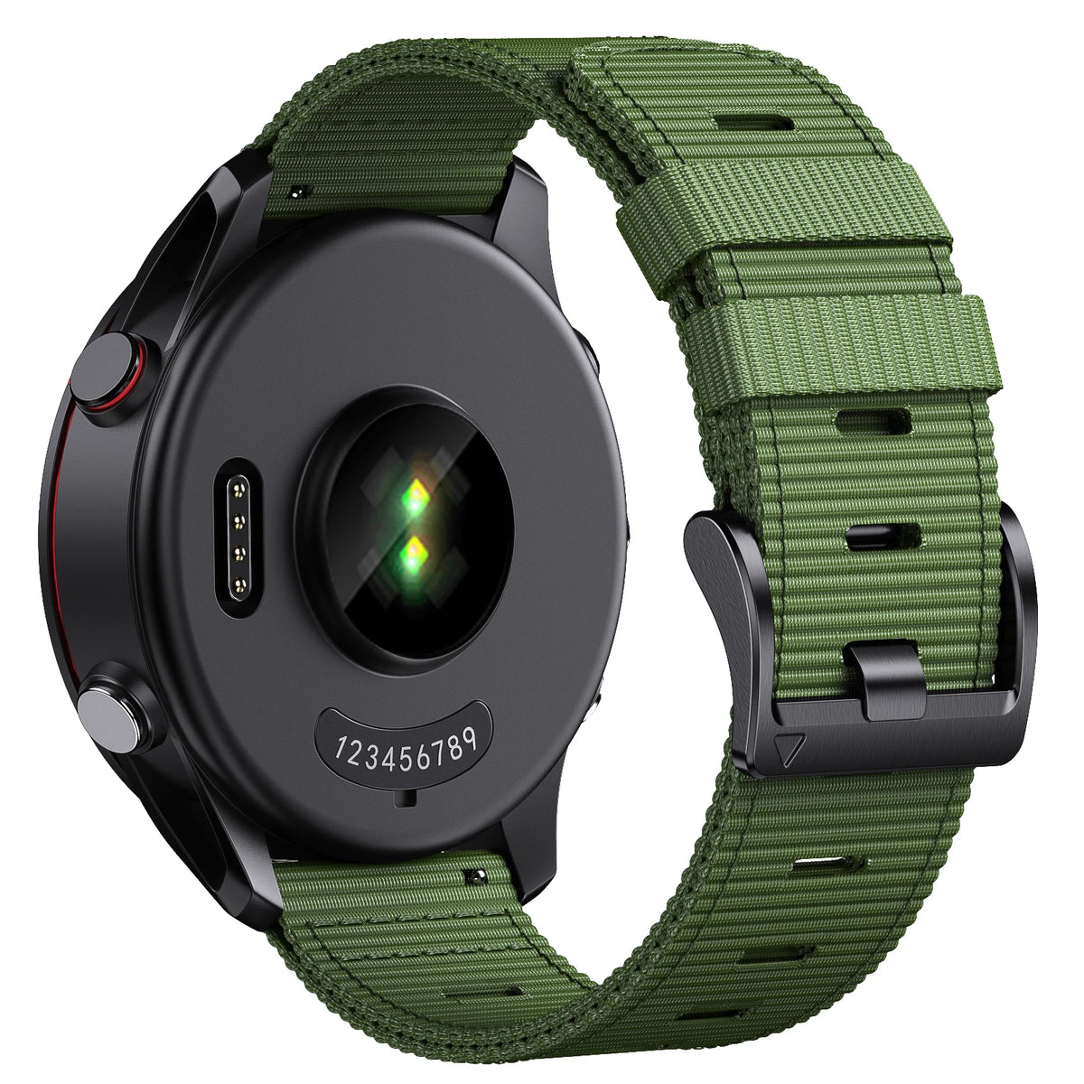 COROS Ribbed Nylon Band with Black Buckle – Olive Green