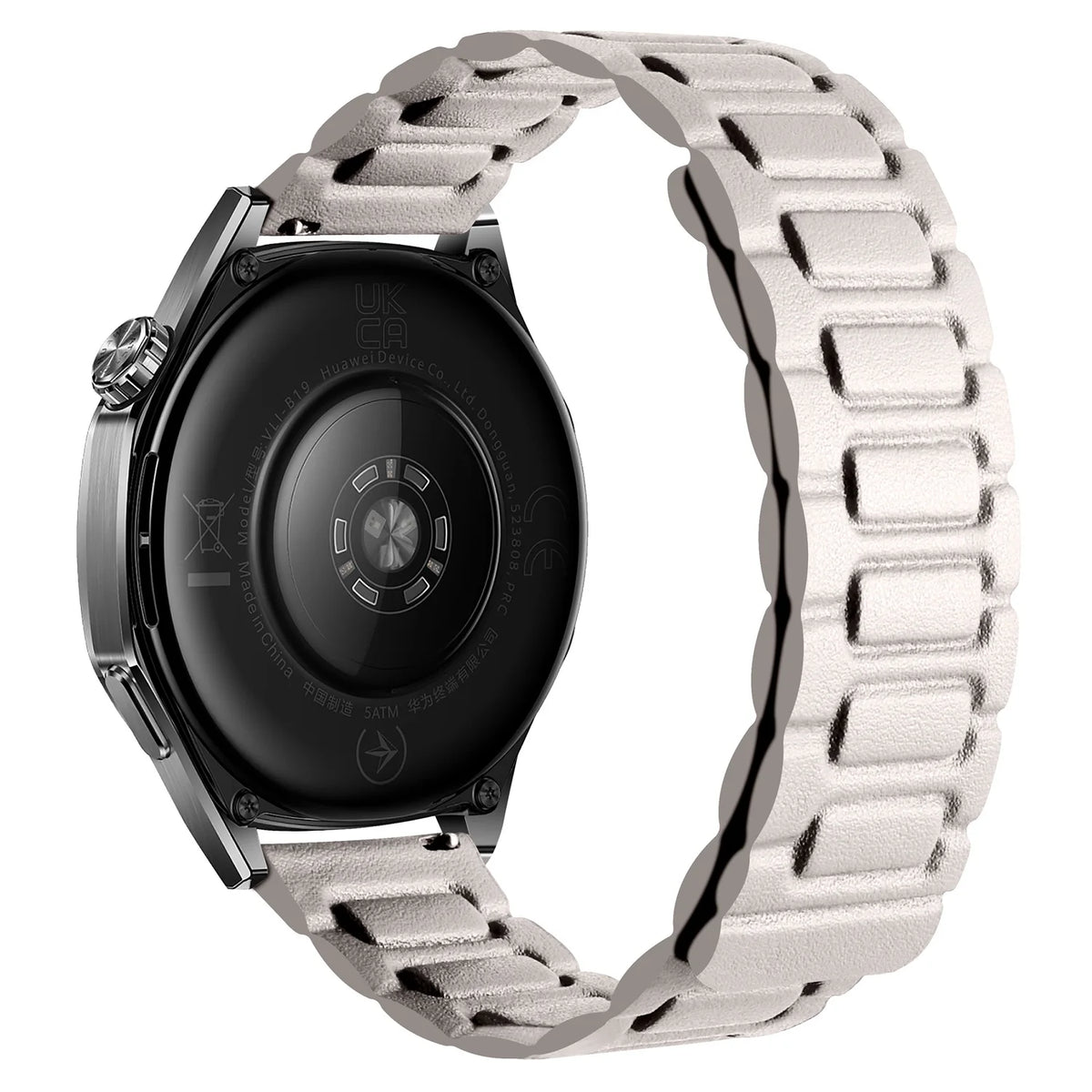 Beige Garmin 18/20/22mm Quick Release Magnetic Leather Link Band