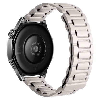 Beige Garmin 18/20/22mm Quick Release Magnetic Leather Link Band
