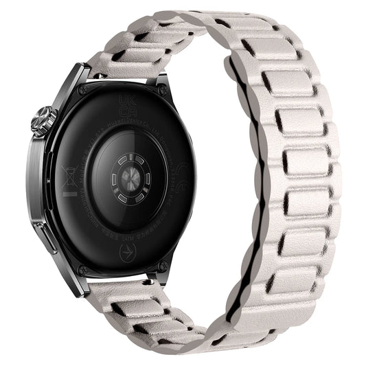 Beige Garmin 18/20/22mm Quick Release Magnetic Leather Link Band