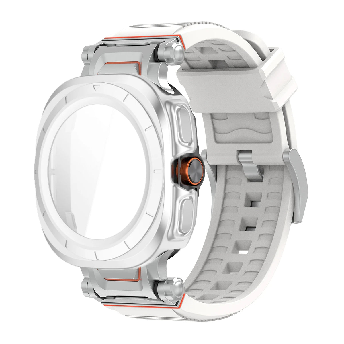 Samsung Galaxy Ultra/Ultra2 Silicone Sport Watch Band - Acrylic Case in SL Starlight color with rugged design.