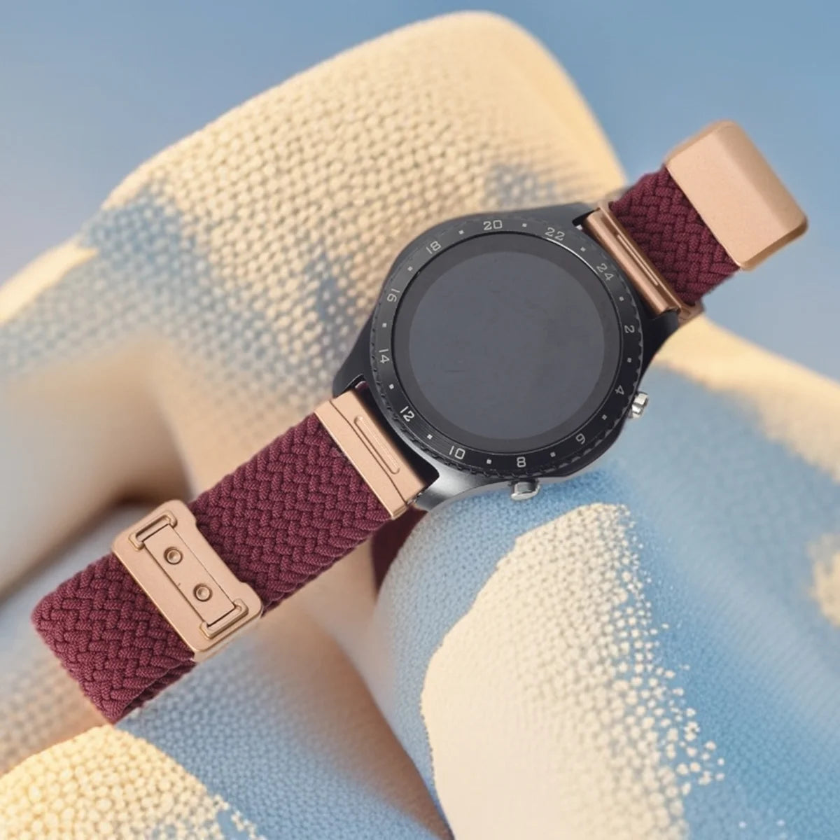 Wine Red Garmin 18/20/22mm Quick Release Braided Nylon Magnetic Band