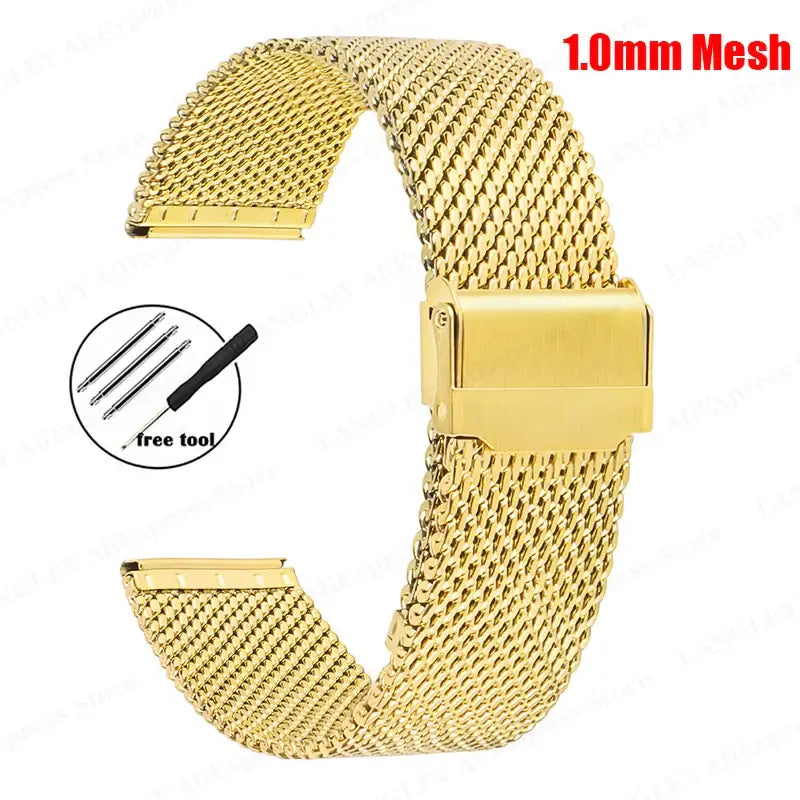 Samsung Galaxy Watch Milanese Mesh Clasp Band in 1.0mm Mesh / Gold
