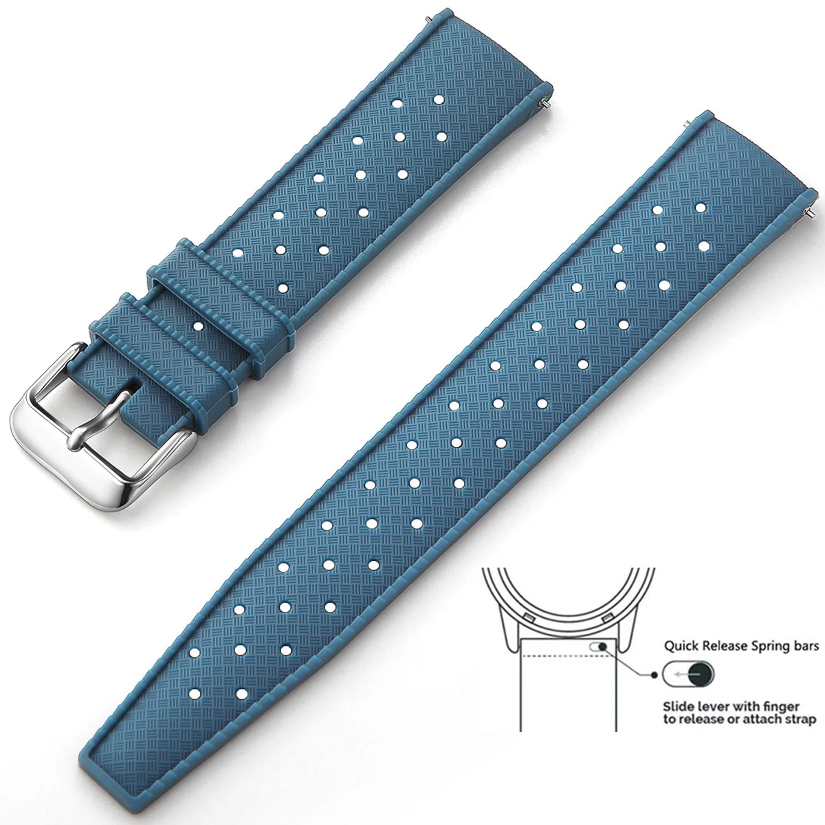 Tropic Silicone Band for Polar – Slate Blue / Silver Buckle