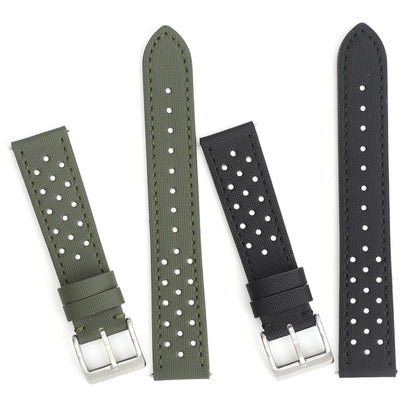 Garmin 18/20/22mm Quick Release Perforated Sailcloth Rally Band in army green and black