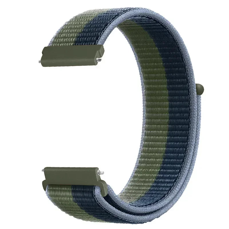 OnePlus Smartwatch Nylon Loop Band - Adjustable Velcro Sport Watch Strap in green and blue color scheme.