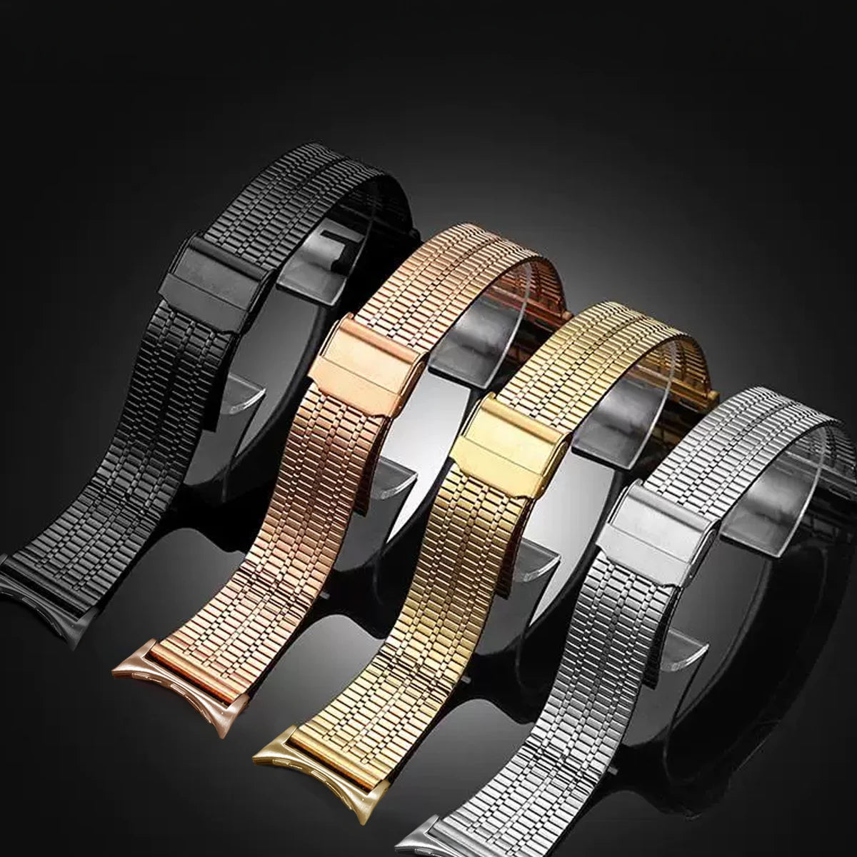 Google Pixel Watch 5, 4 and 3 Seven-Bead Stainless Steel Link Band — band detail