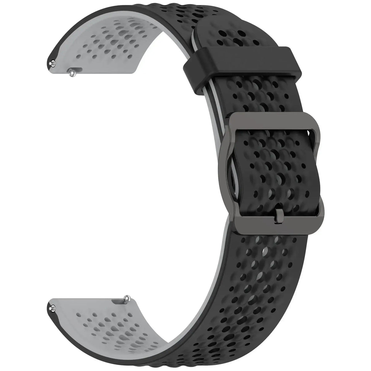 Perforated Silicone Buckle Band for Amazfit – Black / Gray