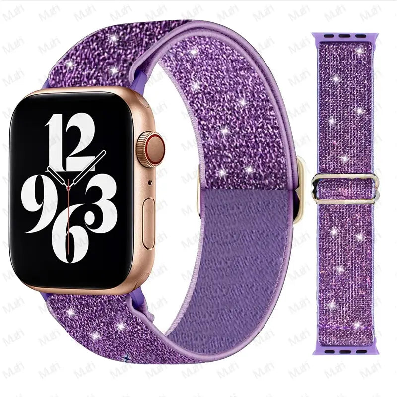 Purple Shimmer adjustable stretch nylon Apple Watch band