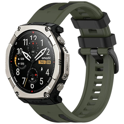 Army Green / Black Garmin QuickFit 22/26mm Silicone Band with Contrast Keepers